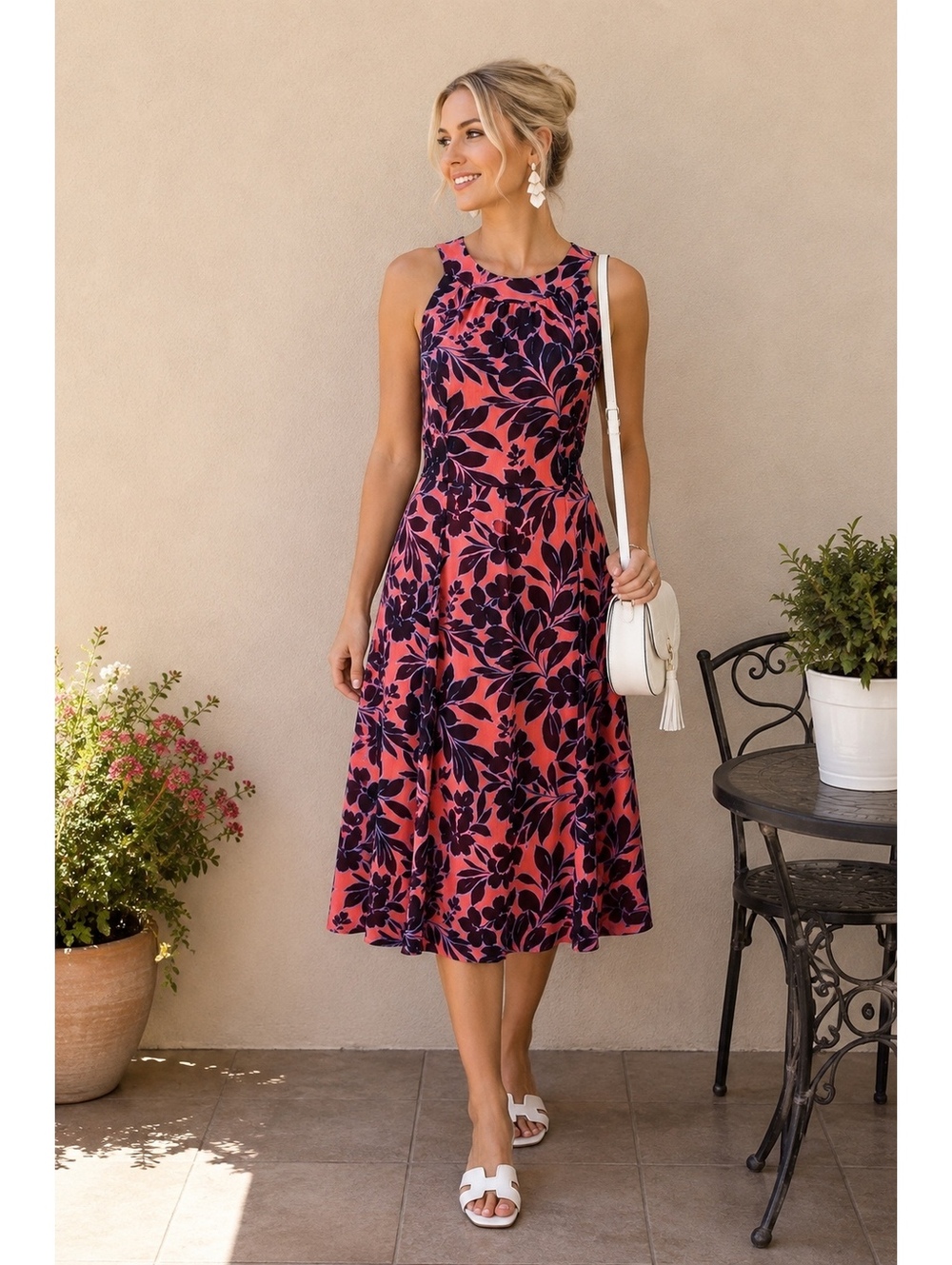 Tommy Hilfiger 6 Coral Floral Sleeveless Maxi Dress